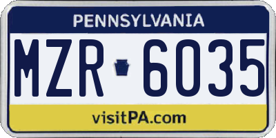 PA license plate MZR6035