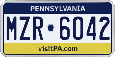 PA license plate MZR6042