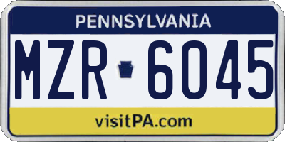 PA license plate MZR6045