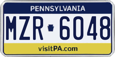 PA license plate MZR6048