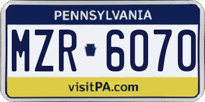 PA license plate MZR6070