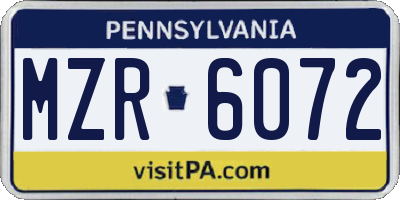 PA license plate MZR6072