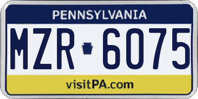 PA license plate MZR6075