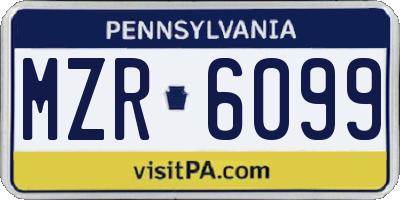 PA license plate MZR6099
