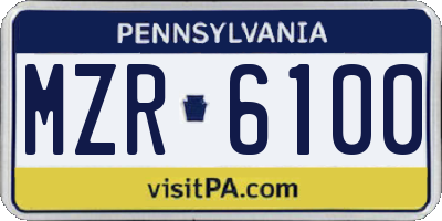 PA license plate MZR6100