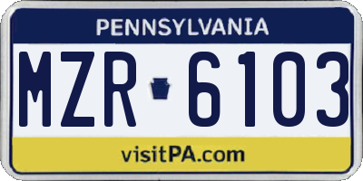 PA license plate MZR6103