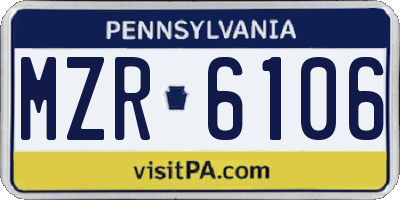 PA license plate MZR6106