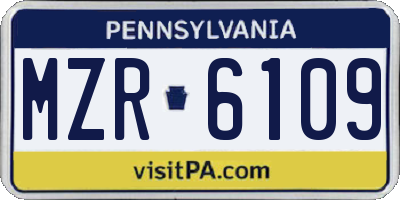 PA license plate MZR6109