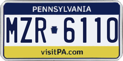 PA license plate MZR6110
