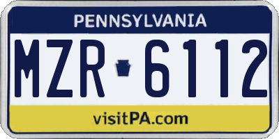 PA license plate MZR6112