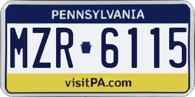 PA license plate MZR6115