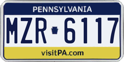 PA license plate MZR6117