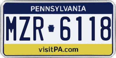 PA license plate MZR6118