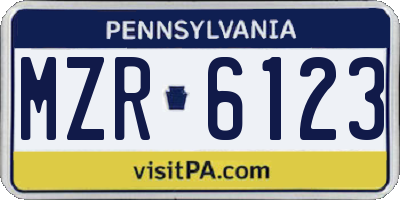 PA license plate MZR6123