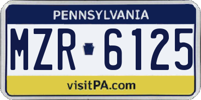 PA license plate MZR6125