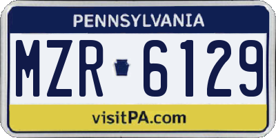 PA license plate MZR6129