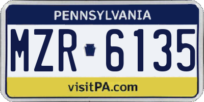 PA license plate MZR6135