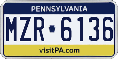 PA license plate MZR6136