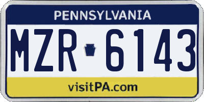 PA license plate MZR6143