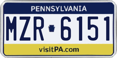 PA license plate MZR6151