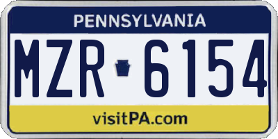 PA license plate MZR6154
