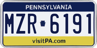 PA license plate MZR6191