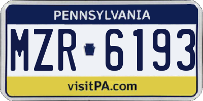 PA license plate MZR6193
