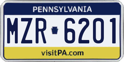 PA license plate MZR6201