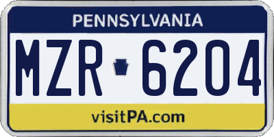 PA license plate MZR6204