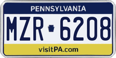 PA license plate MZR6208