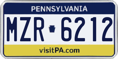 PA license plate MZR6212