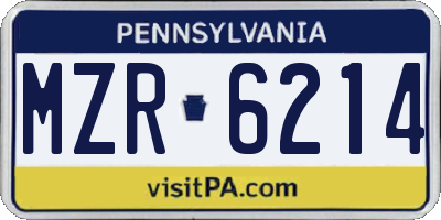 PA license plate MZR6214