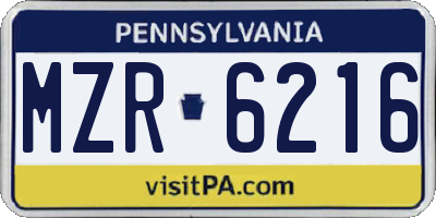 PA license plate MZR6216