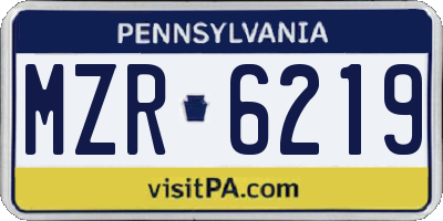 PA license plate MZR6219
