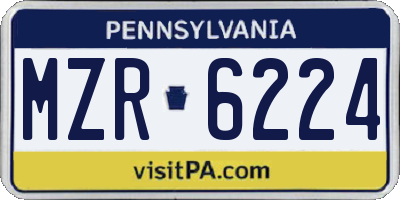 PA license plate MZR6224
