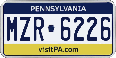 PA license plate MZR6226