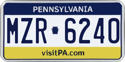PA license plate MZR6240