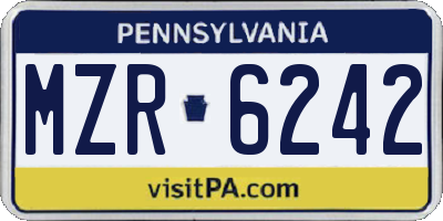 PA license plate MZR6242