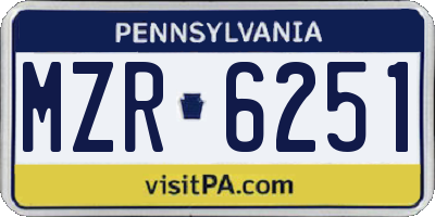 PA license plate MZR6251