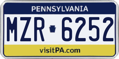 PA license plate MZR6252