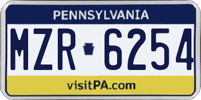 PA license plate MZR6254