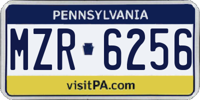 PA license plate MZR6256