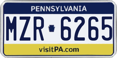 PA license plate MZR6265