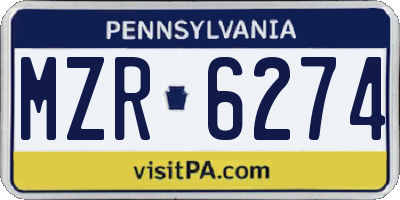 PA license plate MZR6274