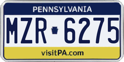 PA license plate MZR6275