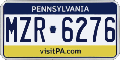 PA license plate MZR6276