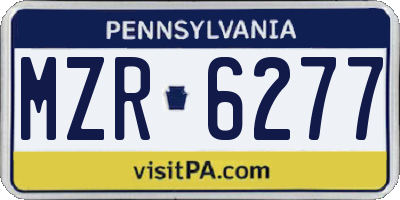 PA license plate MZR6277