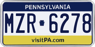 PA license plate MZR6278