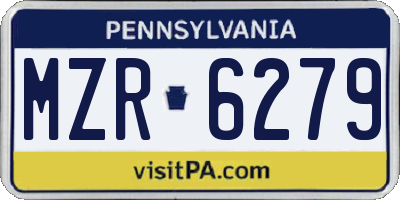 PA license plate MZR6279