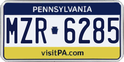 PA license plate MZR6285